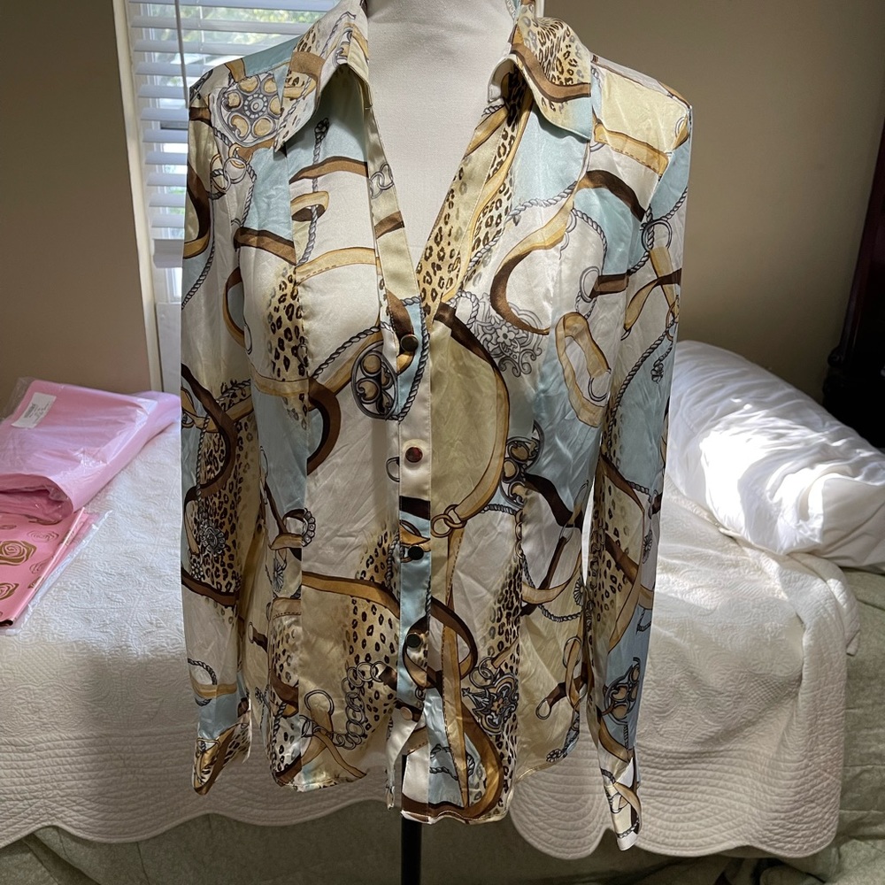 Cache satin print blouse 10
